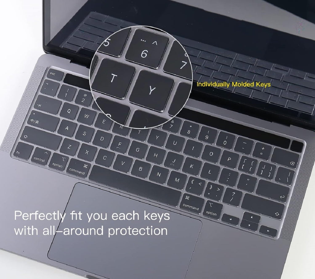Ultra Thin Clear Keyboard Cover for 2020-2024 New Macbook Pro 13 Inch Model A2338 M2 M1 A2289 A2251 & 2020 2019 Macbook Pro 16 Inch Model A2141 with Touch Bar & Touch ID Keyboard Skin Protector Cover